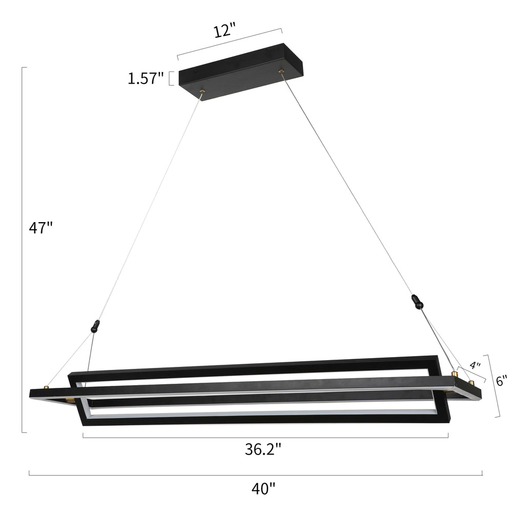 Smafan Bristol Contemporary America Modern/Industrial/Vintage LED Rectangle Pendant Light,this black light LED hanginig light with geometric integrated into the design,using two simple rectangles to outline the spiritual space,everywhere has a simple and extraordinary fashion sense.It is a good decor to your house by this rectangle pendant light fixture.It is specially designed to have a universal head,the frame can be folded and can be rotated 360°.