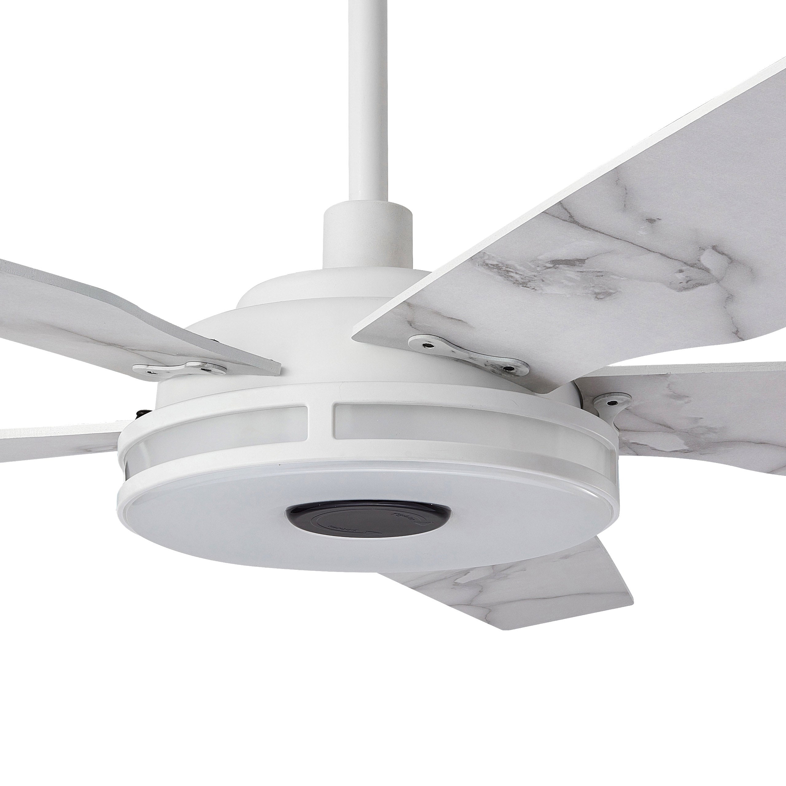 Carro Explorer 56&#39;&#39; 5-Blade Smart Ceiling Fan with LED Light Kit &amp; Remote - White Case and Marble Pattern Fan Blades