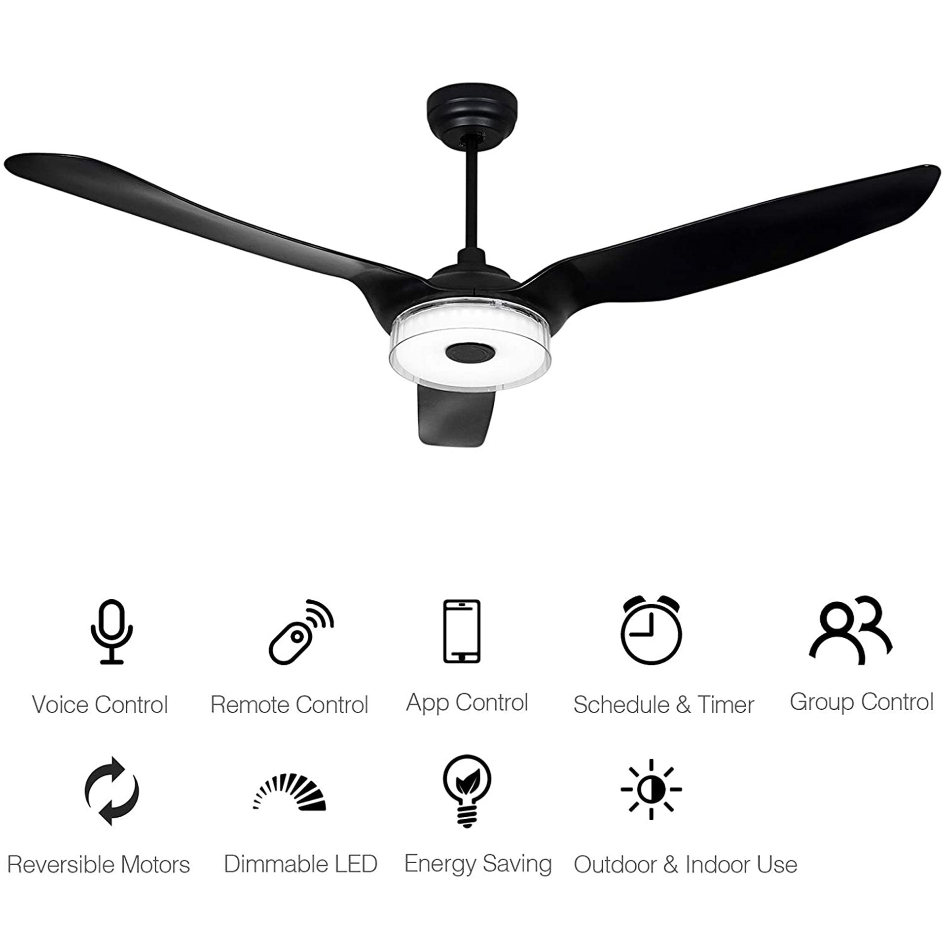 Icebreaker Outdoor 52'' Smart Ceiling Fan with LED Light Kit#color_black