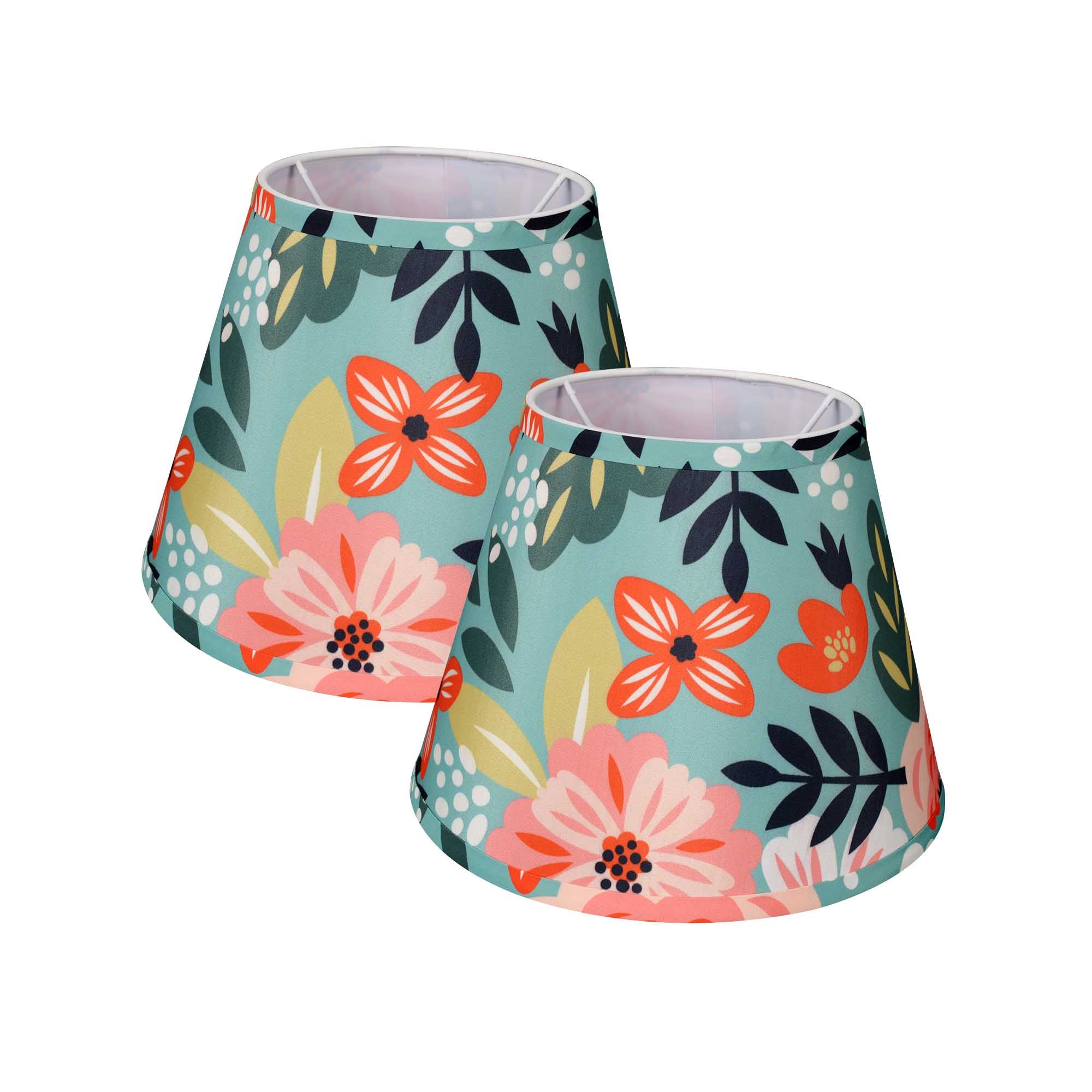 Carro Home Floral Collection Limited Edition Round Empire Shape Lamp Shade 6"x10"x7.5" – Tropical Flowers (Set of 2) 