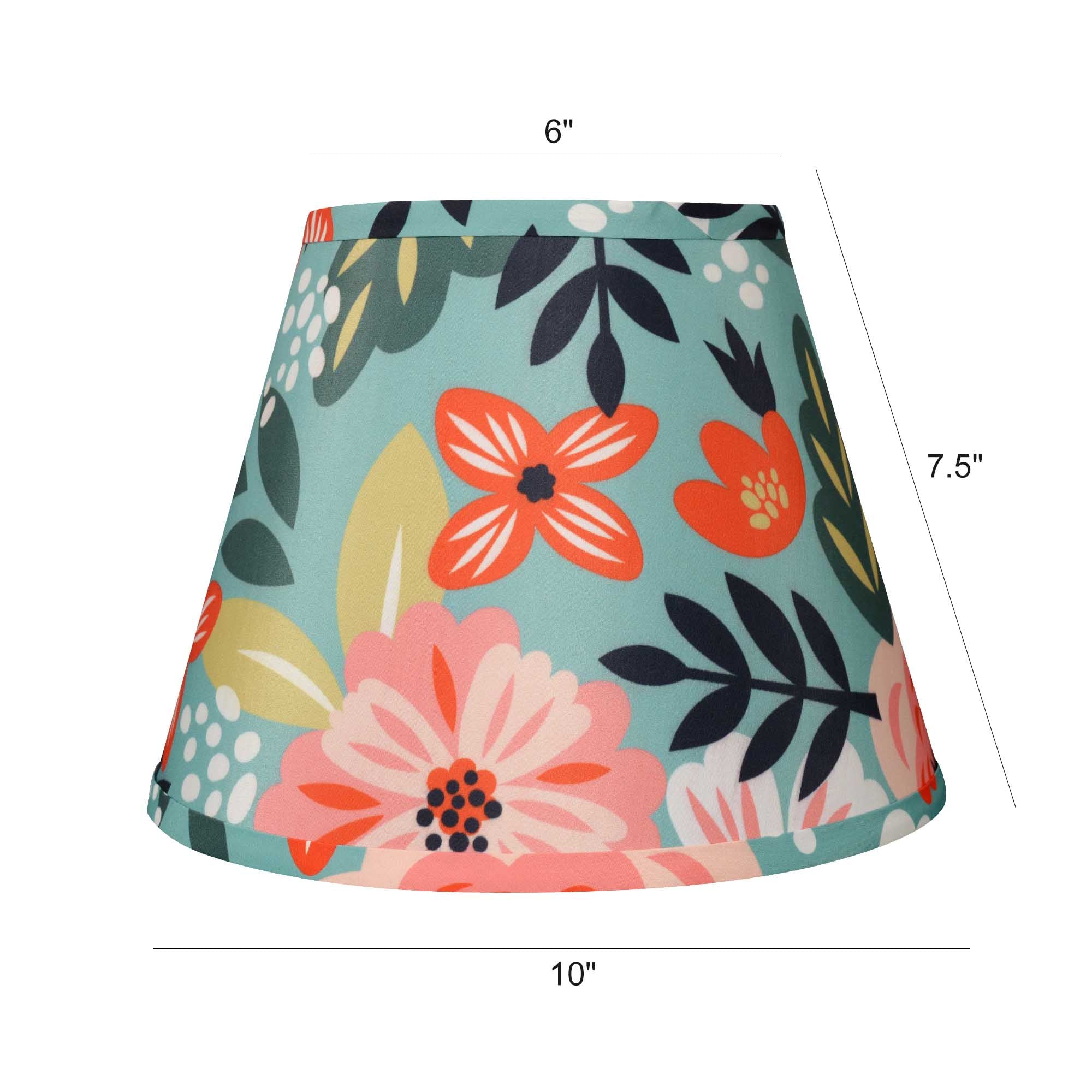 Carro Home Floral Collection Limited Edition Round Empire Shape Lamp Shade 6"x10"x7.5" – Tropical Flowers (Set of 2) 