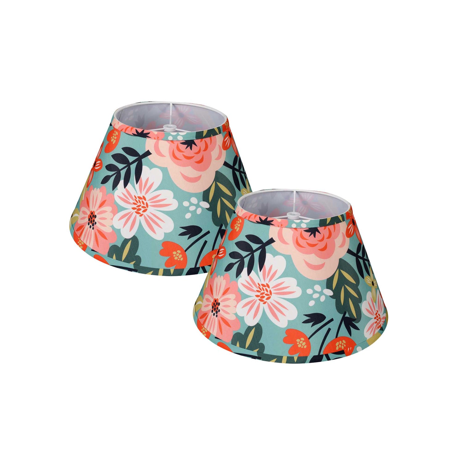 Carro Home Floral Collection Limited Edition Round Empire Shape Lamp Shade 7&quot;x13&quot;x7.8&quot; – Tropical Flowers (Set of 2) 