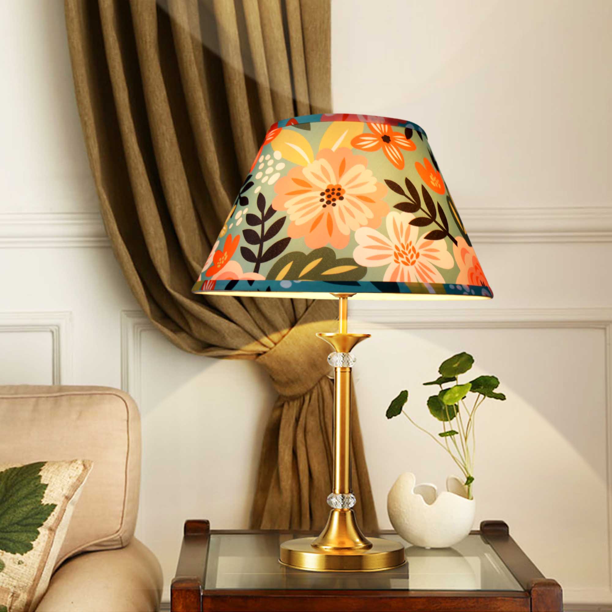 Carro Home Floral Collection Limited Edition Round Empire Shape Lamp Shade 7"x13"x7.8" – Tropical Flowers (Set of 2) 