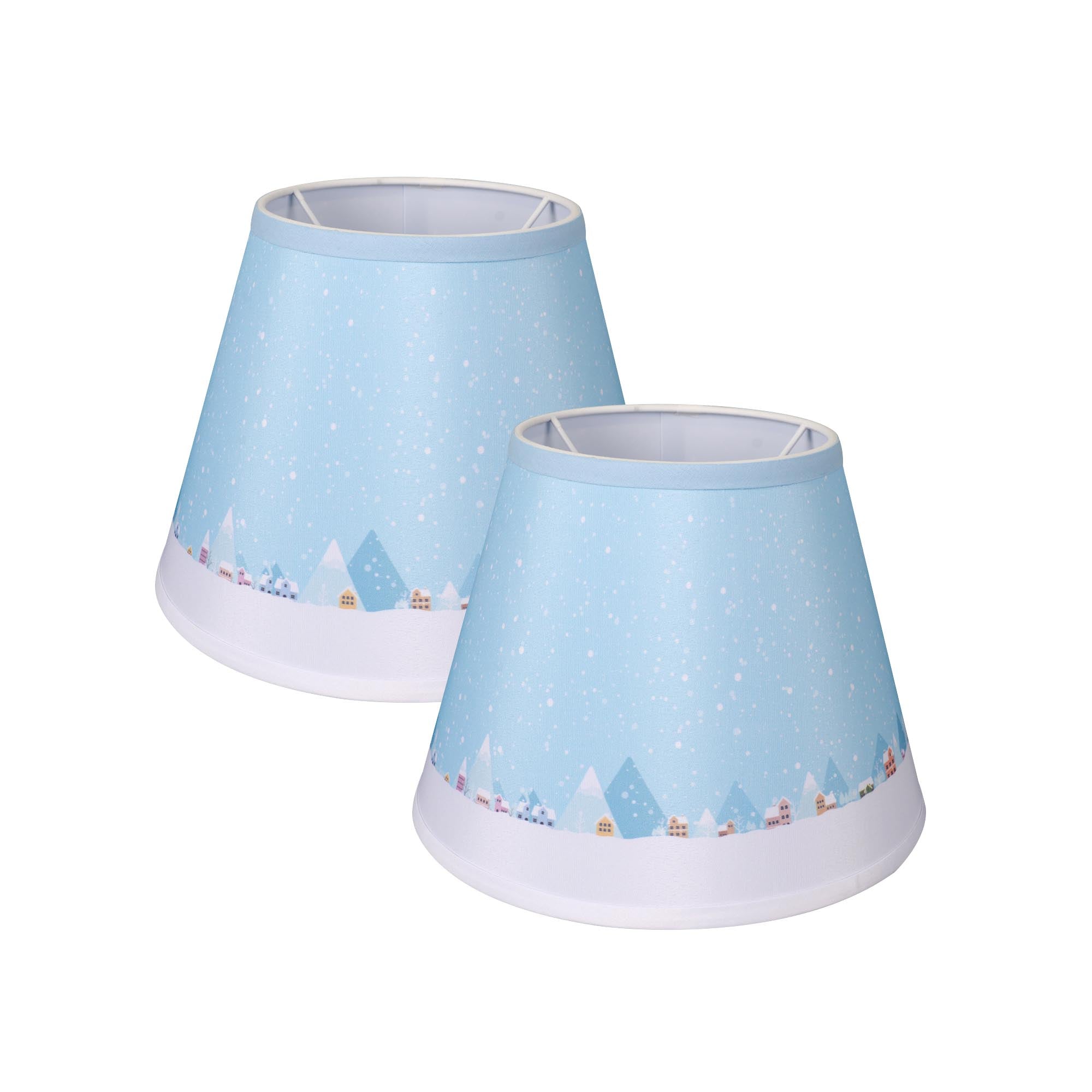 Carro Home Winter Collection Limited Edition Round Empire Shape Lamp Shade 6"x10"x7.5" – Snowy Village (Set of 2)
