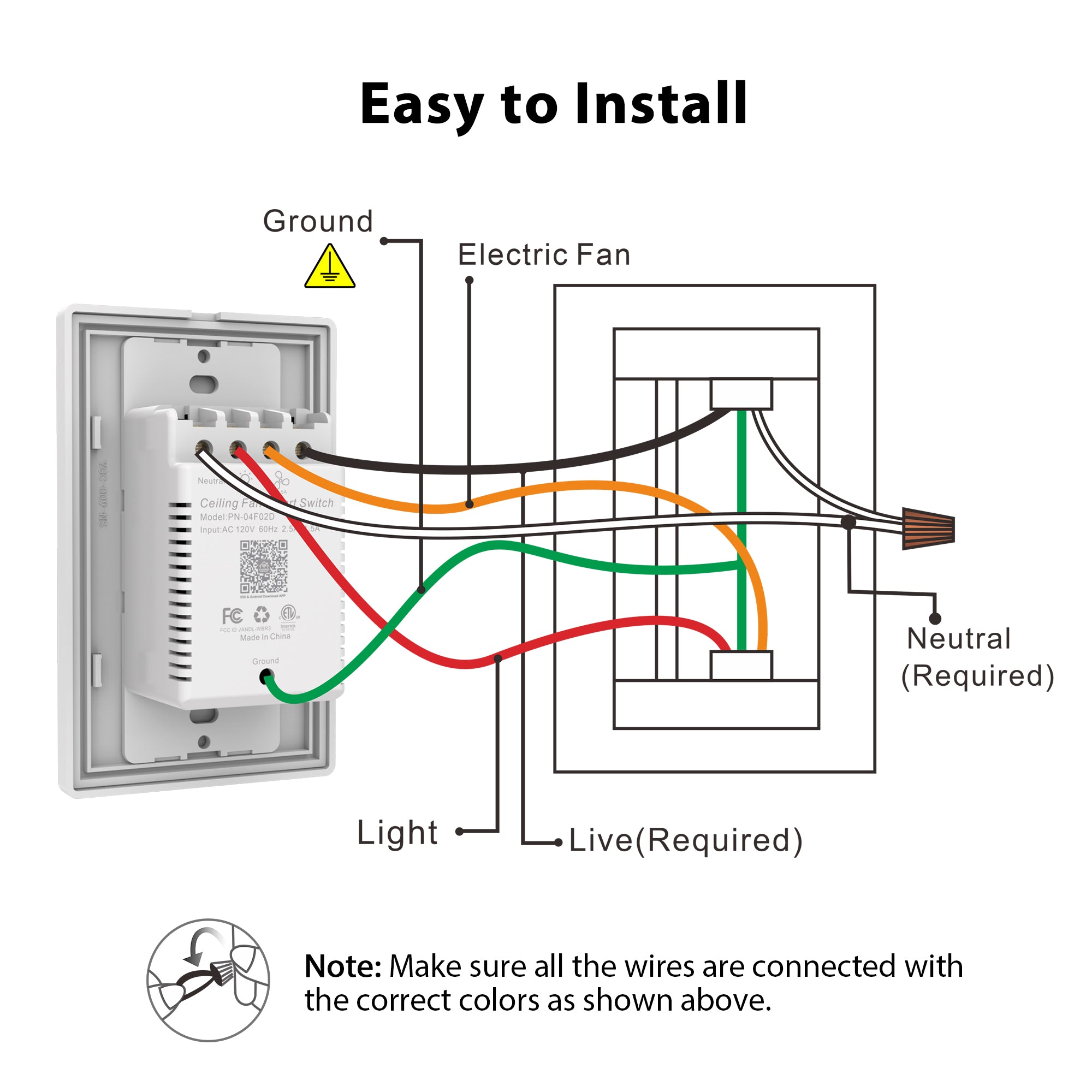 UNIVERSAL FIT:Easily turn your existing AC ceiling fan into a smart device with our universal smart switch and the best of all, no Hub required.Can replace any existing wall switches for your AC ceiling fans. 