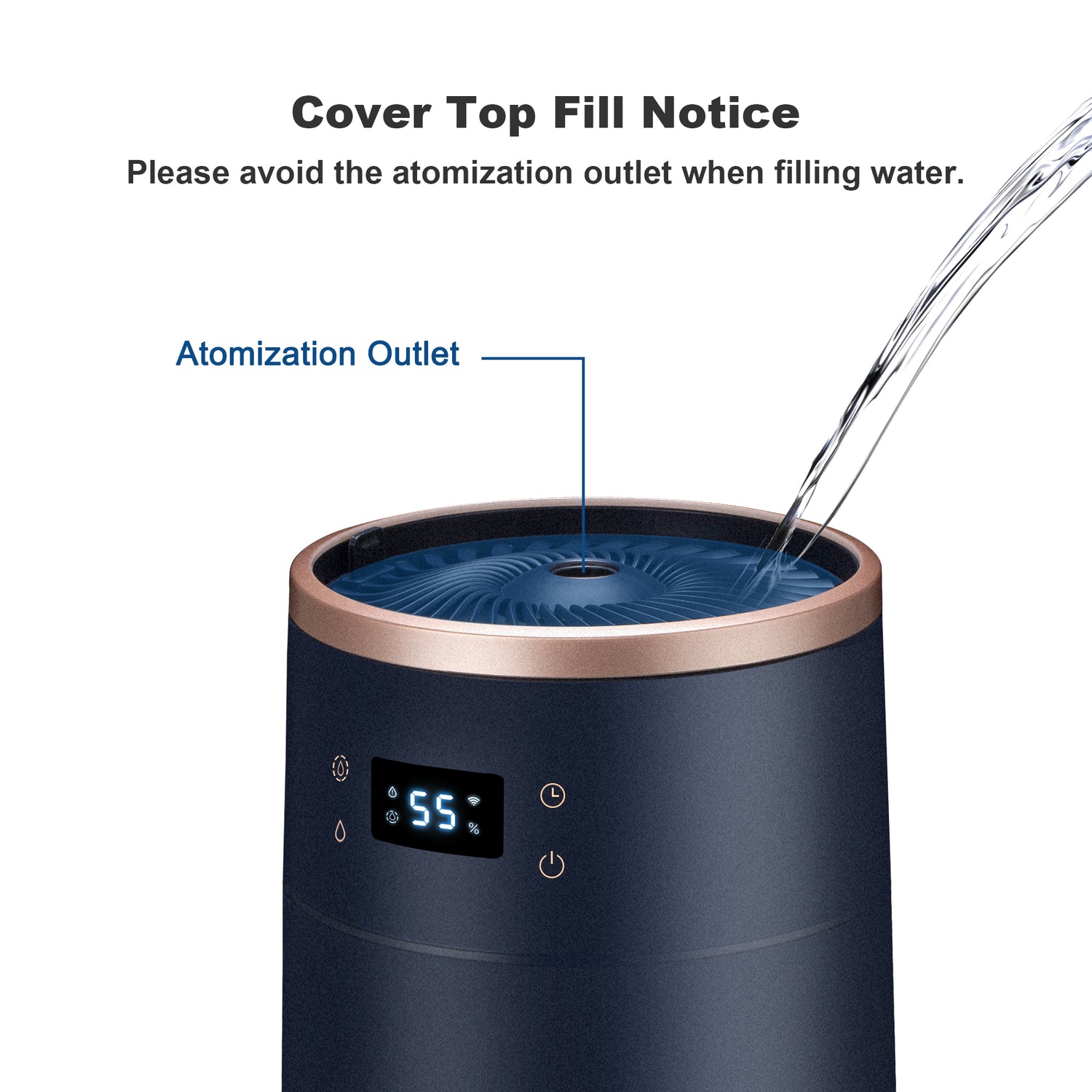 Carro Jacinto Humidifier, with Ultrasonic Technology, quietly disperses a sufficient amount of cool mist into the air providing relief from the dry air. The humidifier is equipped with a 1-8 hours timer and variable touch/APP mist control. 