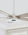 Carro Home Striker 56'' 5-Blade Smart Ceiling Fan with LED Light Kit & Remote - White Case and Light Wood Fan Blades