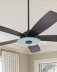 Striker Outdoor 56'' Smart Ceiling Fan with LED Light Kit-Black base with dark wood grain blades