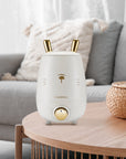 The Zukis humidifier quietly disperses a fine cool mist into the air providing relief from the dry air. This top fill humidifier has an optional aromatherapy tray so a few drops of essential oil can be added to create a relaxing atmosphere. 