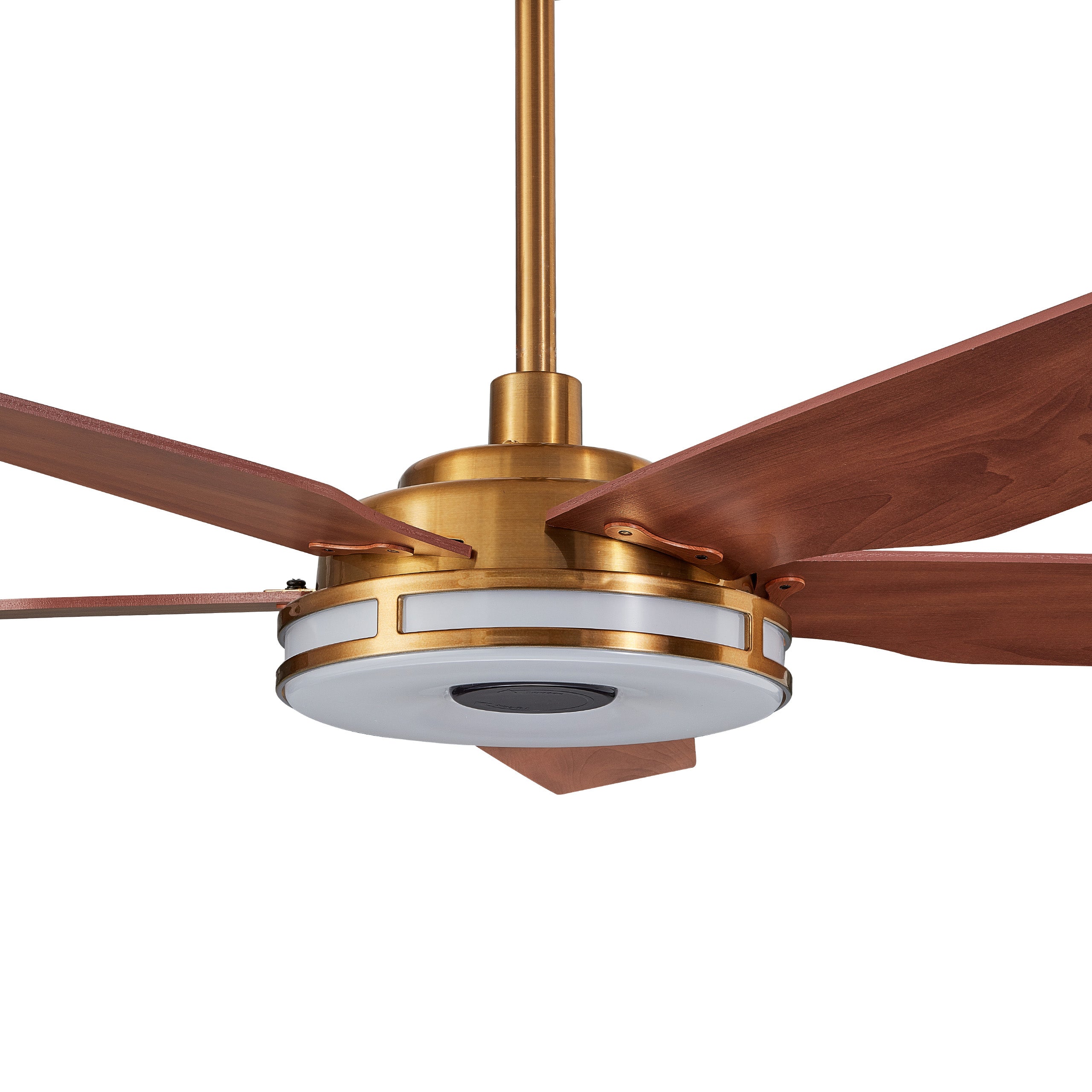 Carro Explorer 56&#39;&#39; 5-Blade Smart Ceiling Fan with LED Light Kit &amp; Remote - Gold Case and Wood Grain Fan Blades