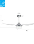 Icebreaker 52'' 3-Blade Smart Ceiling Fan with LED Light Kit & Remote - Silver/Clear