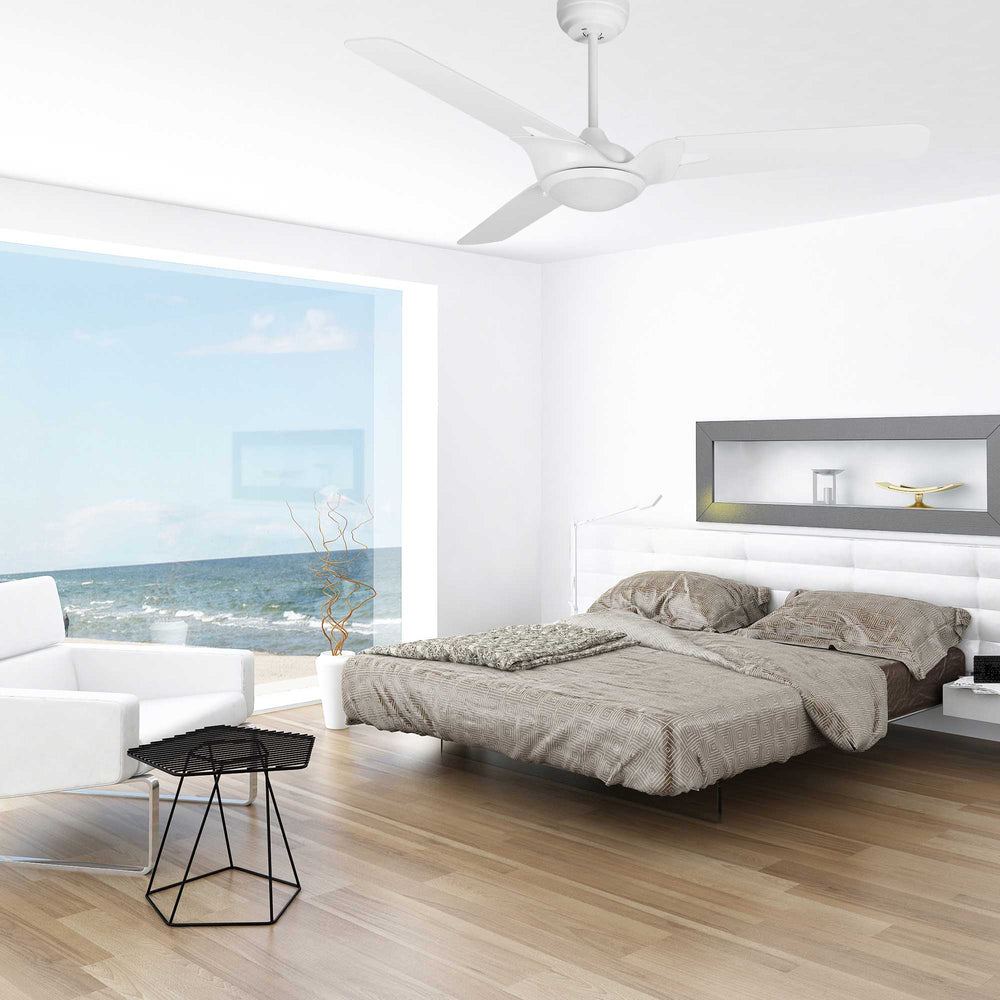 Innovator 56" 3-Blade Smart Ceiling Fan with LED Light Kit &amp; Remote - White case with white blades