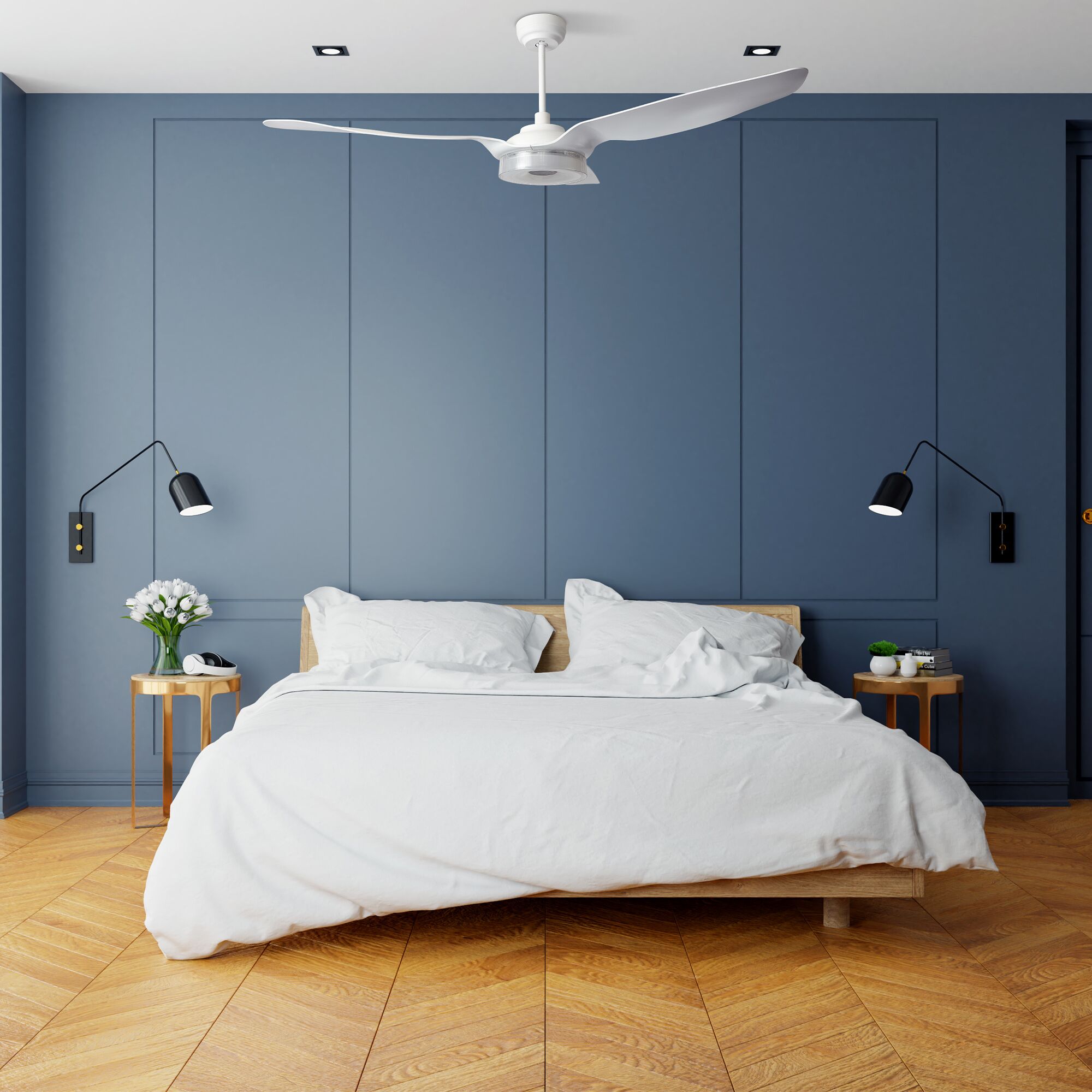 The carro Icebreaker 56'' smart fan delivers high and energy-efficient airflow in a sleek design. With dimmable integrated LED, 10-SPEED whisper-quiet DC motor, available remote, phone app, and voice integration control, and airfoils in classic white or black or clear, Icebreaker helps you enjoy your better life.#color_White