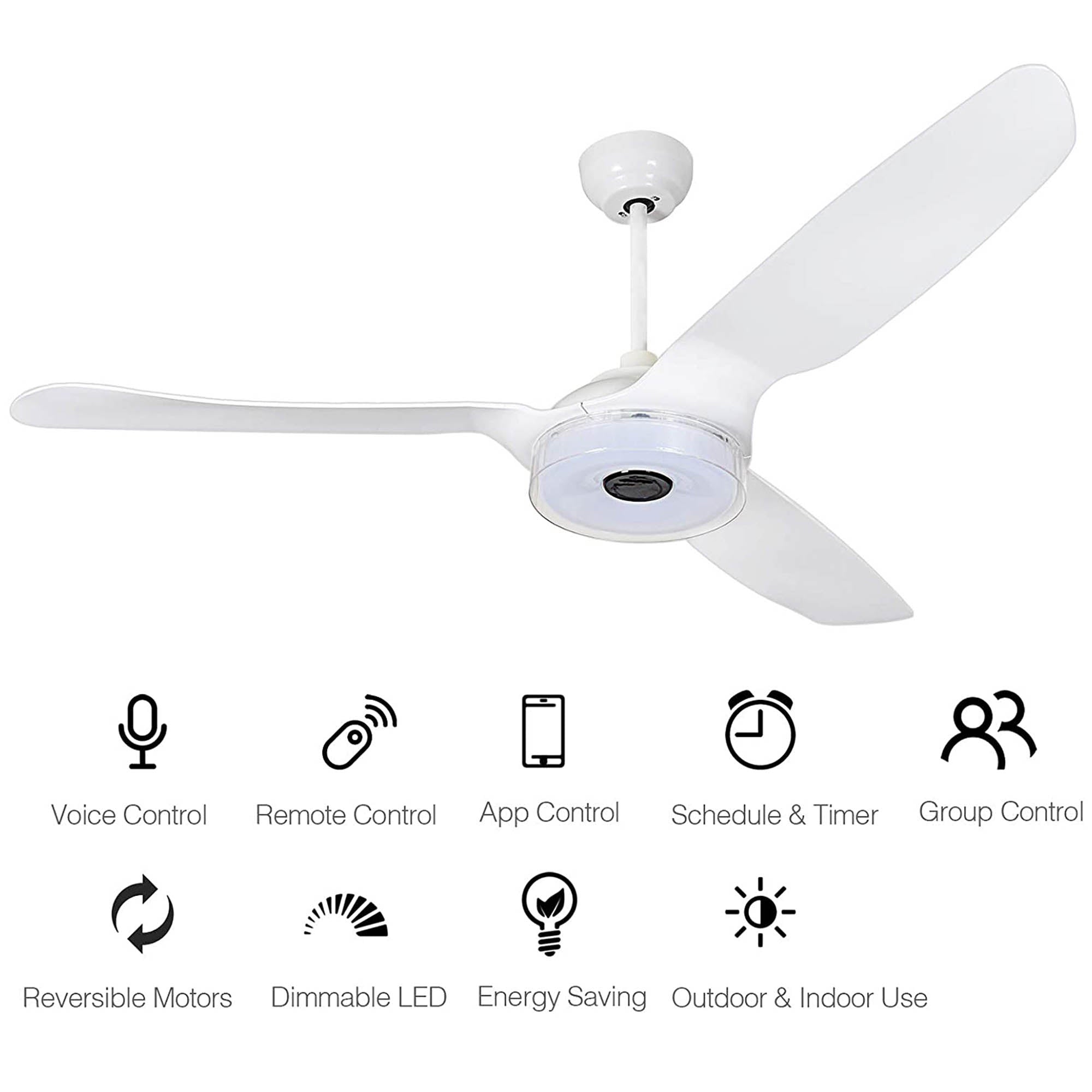 Icebreaker Outdoor 52'' Smart Ceiling Fan with LED Light Kit#color_white