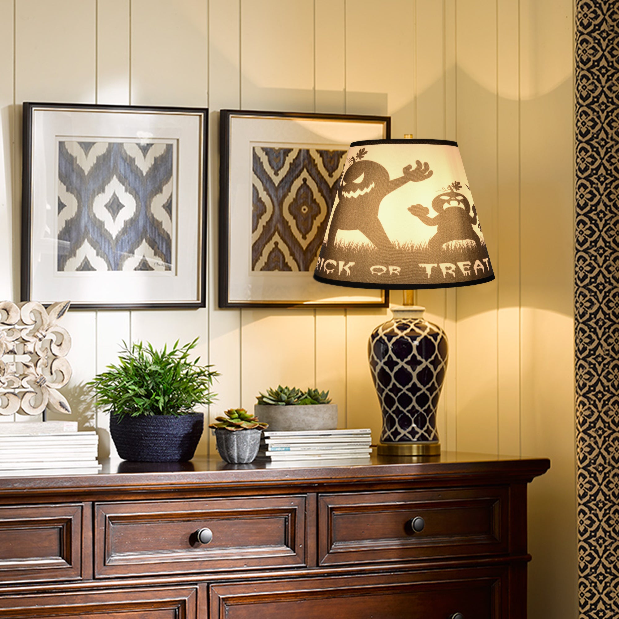 This Halloween themed fun, yet elegant Carro Home Collection Lamp Shade will refresh the look of your favorite lamp. You’ll be ready for Halloween in a snap! With its clean lines and stylish design, this Carro Home Collection Lamp Shade is perfect addition to your home décor. Beautiful fabric with satin finish helps to repel stain and dust. The sturdy and durable structure makes easy for you to store away without taking much of a space.