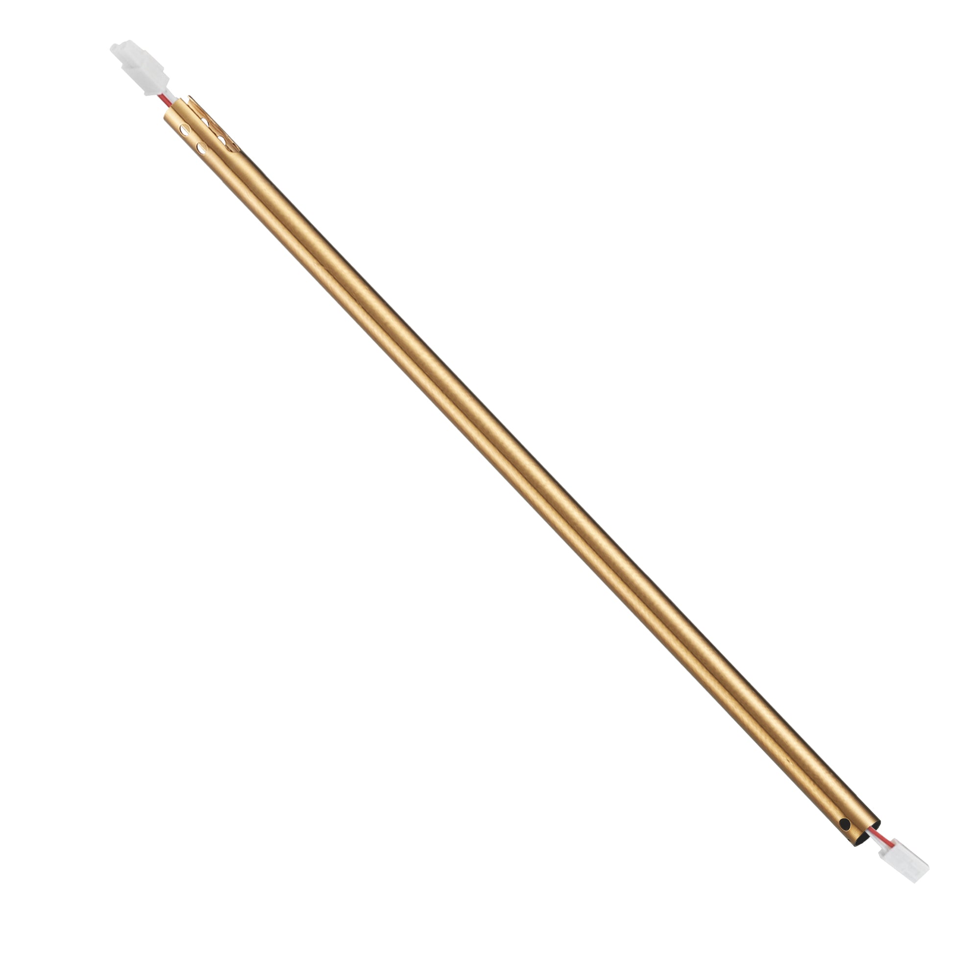This 24" extended downrod is only for Carro Smart Ceiling fan installations that require a longer downrod due to the height or angle of the ceiling. The downrod also comes with a matching extended wiring harness.  Pivot ball not included. #color_Gold