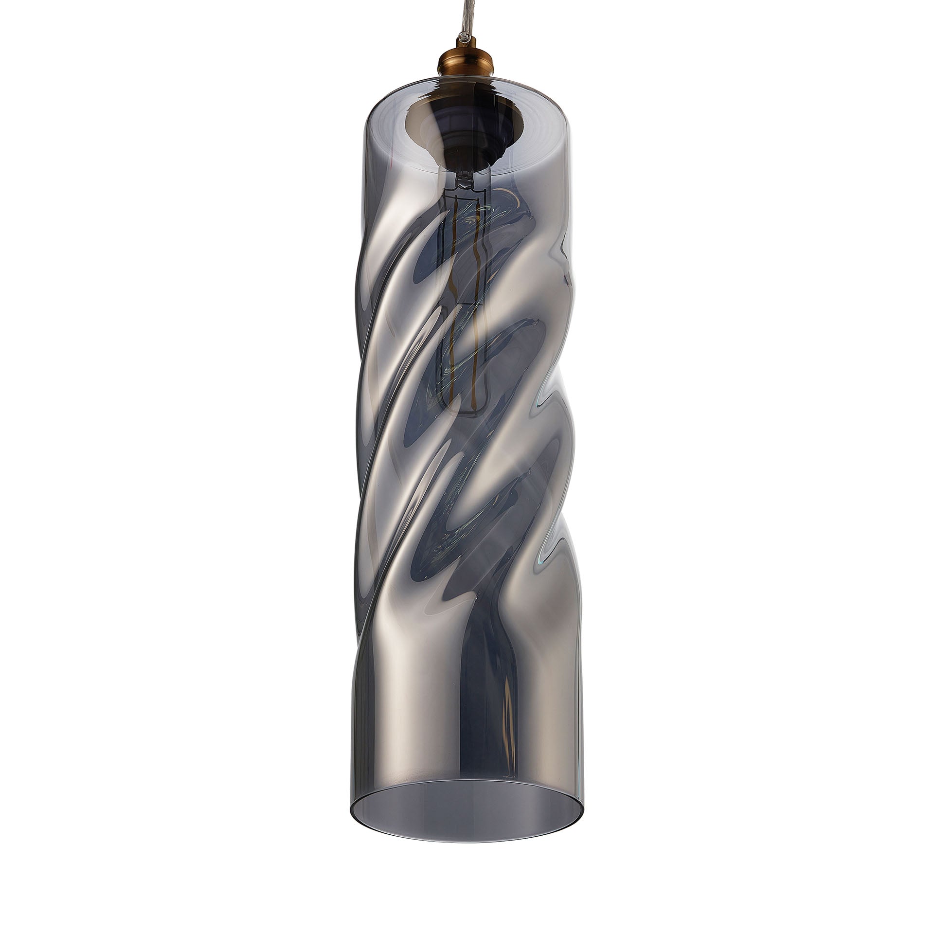 Carro Home Gemini Ombre Glass Pendant Light - Smoker Gray Adjustable Height 