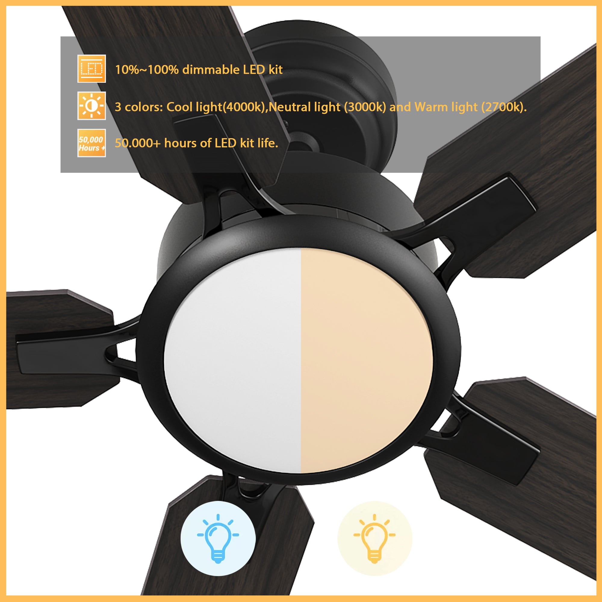 The Smafan Essex 52&#39;&#39; smart ceiling fan keeps your space cool, bright, and stylish. It is a soft modern masterpiece perfect for your large indoor living spaces. This Wifi smart ceiling fan is a simplicity designing with Black finish, use elegant Plywood blades and has an integrated 4000K LED daylight.