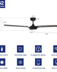 The Smafan Innovator 52''smart ceiling fan is a perfect balance of performance and modern design. With a dimmable LED kit with 3 light settings: Cool, Neutral and Warm, 10-speed whisper-quiet DC motor, Alexa, Google Assistant, and Siri enabled, Innovator will fit perfectly any indoor or outdoor space.