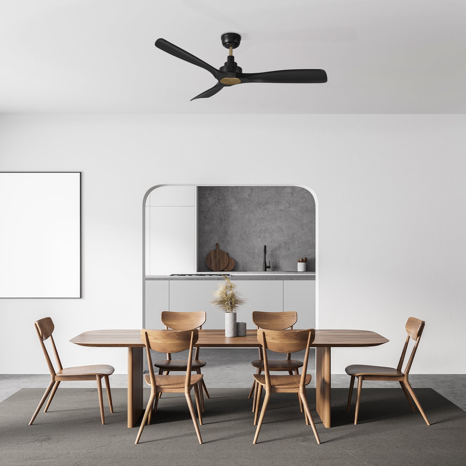 This Kilmory 52&quot; ceiling fan keeps your space cool and stylish. It is a soft modern masterpiece perfect for your large indoor living spaces. This ceiling fan is a simplicity designing with Black finish, use very strong ABS blades. The fan features Remote control to set fan preferences. 