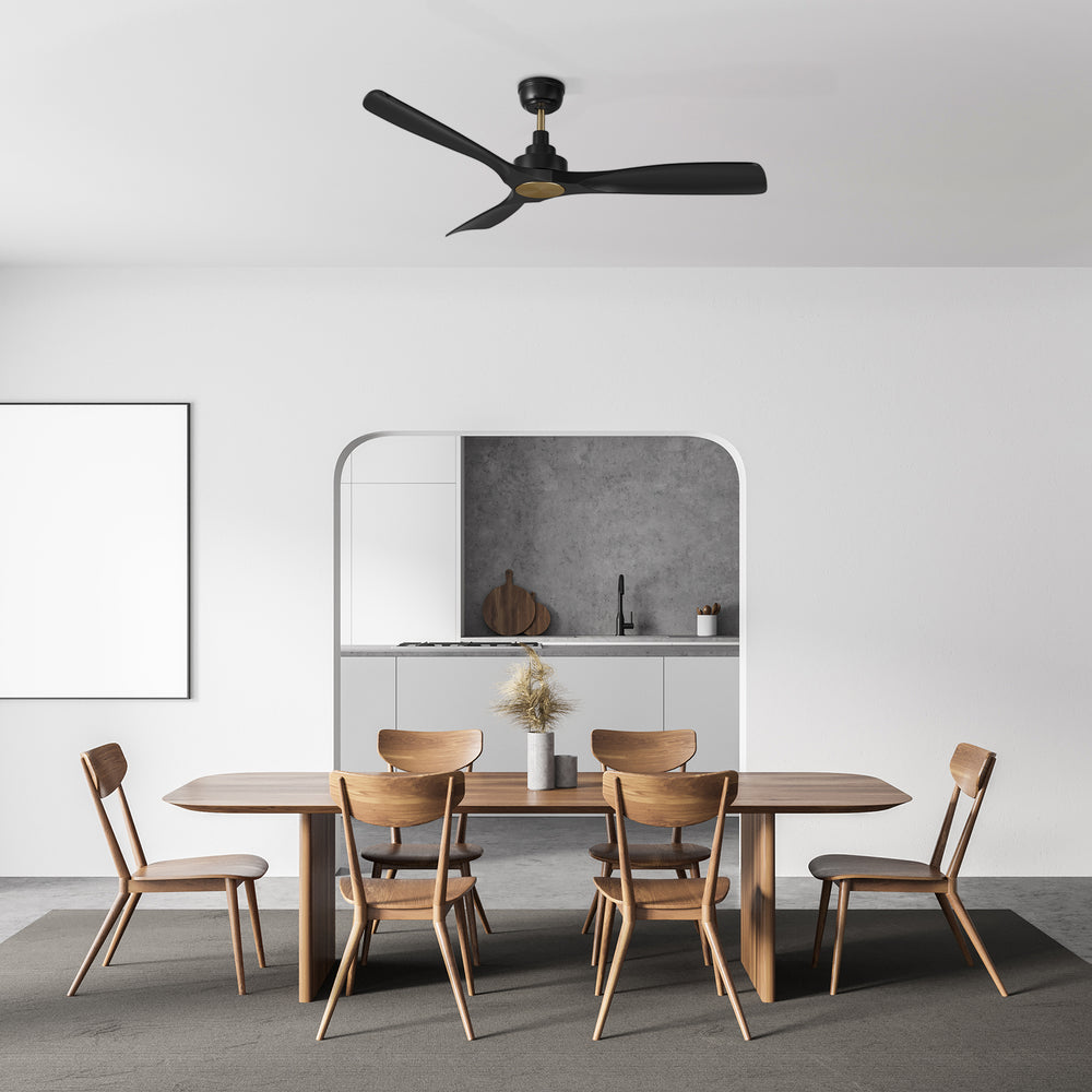 This Kilmory 52" ceiling fan keeps your space cool and stylish. It is a soft modern masterpiece perfect for your large indoor living spaces. This ceiling fan is a simplicity designing with Black finish, use very strong ABS blades. The fan features Remote control to set fan preferences. 