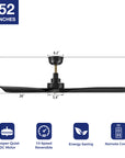 This Kilmory 52" ceiling fan keeps your space cool and stylish. It is a soft modern masterpiece perfect for your large indoor living spaces. This ceiling fan is a simplicity designing with Black finish, use very strong ABS blades. The fan features Remote control to set fan preferences. 