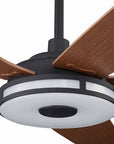 Carro Explorer 56'' 5-Blade Smart Ceiling Fan with LED Light Kit & Remote - Black Case and Wood Grain Fan Blades