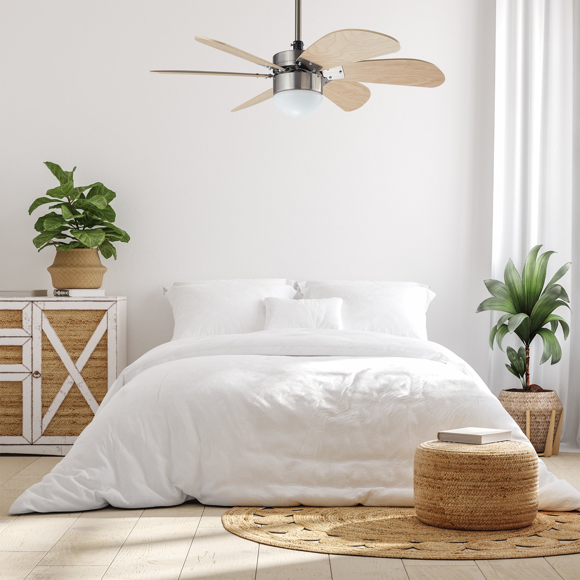 The Smafan Minimus 38&#39;&#39; smart ceiling fan keeps your space cool, bright, and stylish. It is a soft modern masterpiece perfect for your indoor living spaces. 