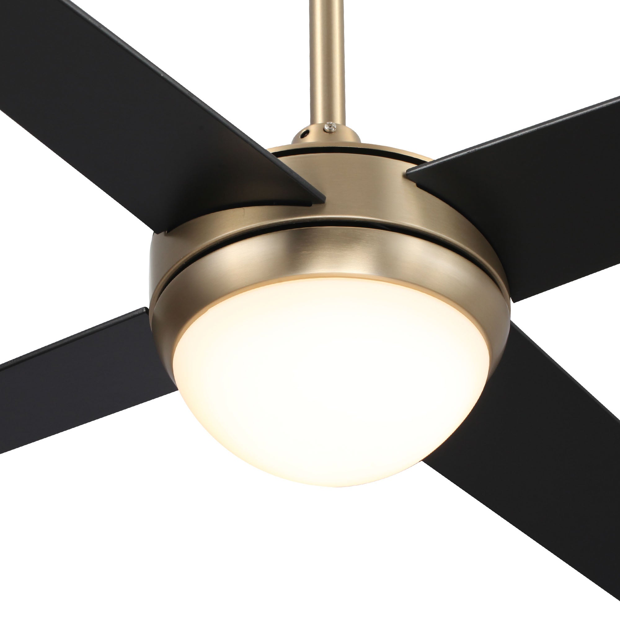 Nova 48'' Smart Ceiling Fan With LED Light Kit-Gold base with black blades. #color_gold