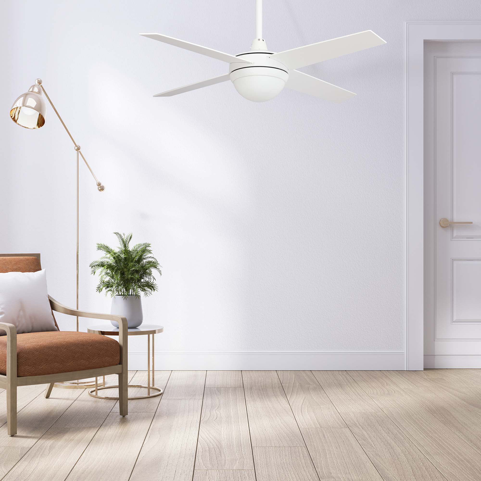 Nova 48'' Smart Ceiling Fan With LED Light Kit-Gold base with black blades. #color_white