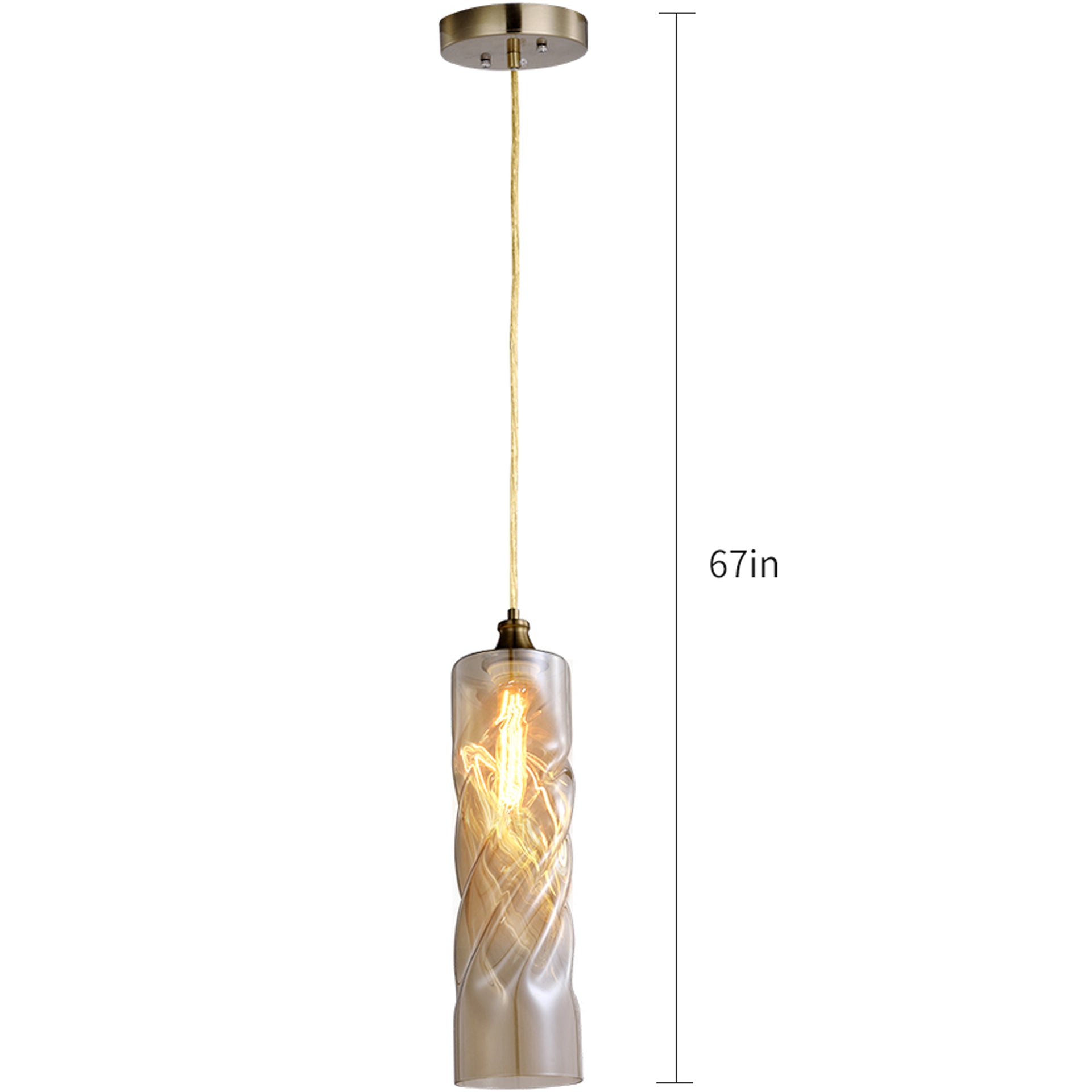 Carro Home Gemini Ombre Glass Pendant Light - Light Amber Adjustable Height 