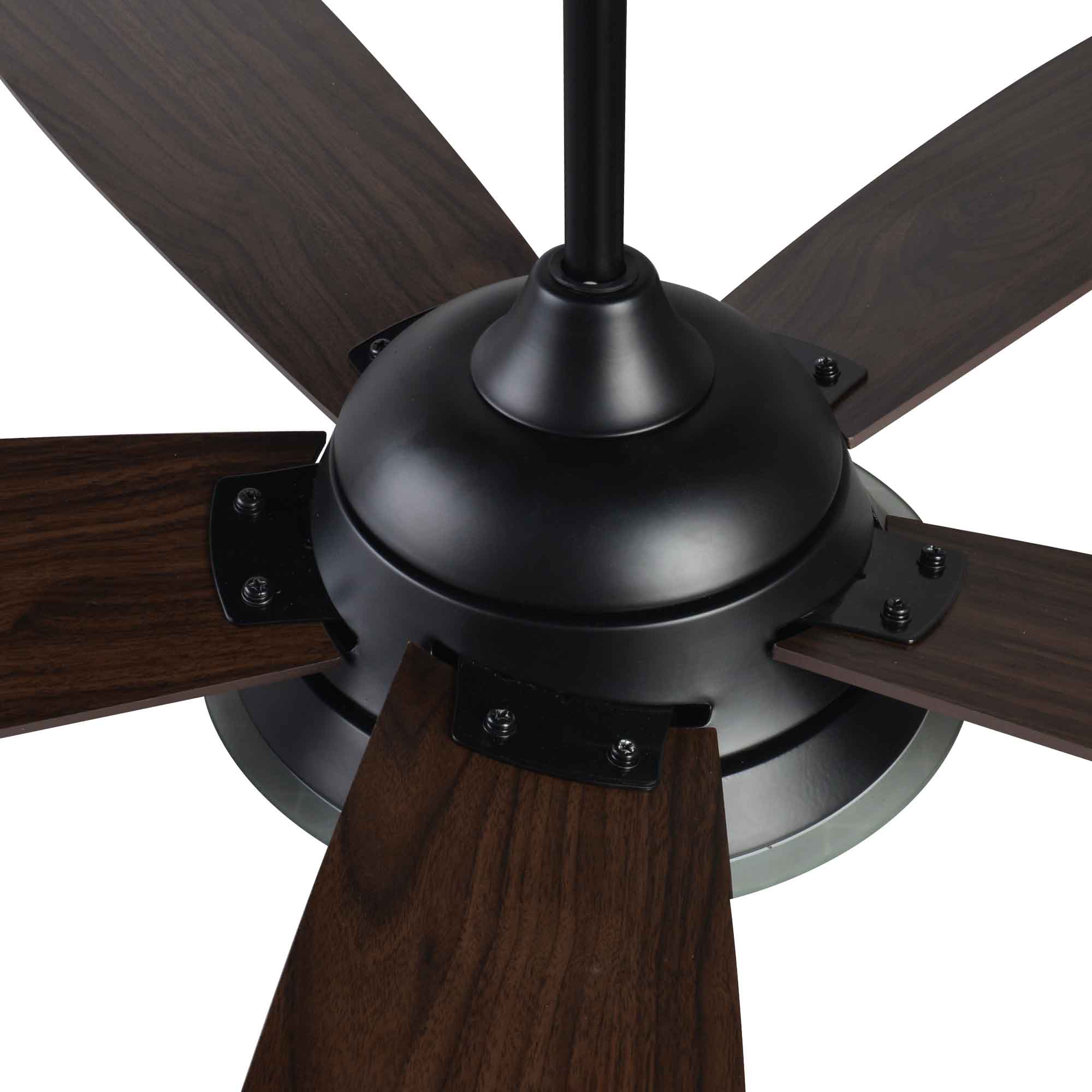 Carro Home Striker 56'' 5-Blade Smart Ceiling Fan with LED Light Kit & Remote - Black Case and Dark Wood Fan Blades#color_dark-wood