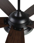 Carro Home Striker 56'' 5-Blade Smart Ceiling Fan with LED Light Kit & Remote - Black Case and Dark Wood Fan Blades