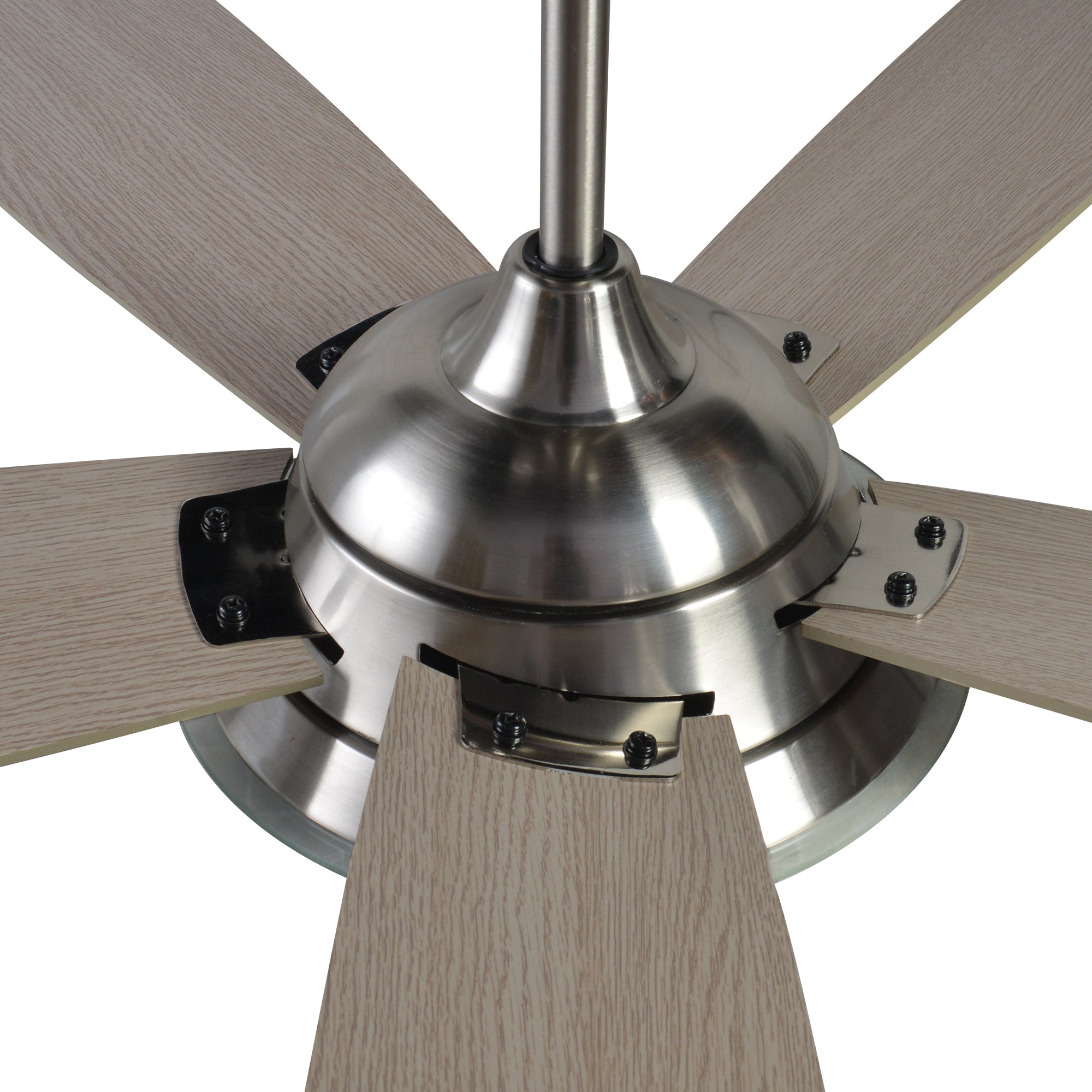 Striker Outdoor 52&#39;&#39; Smart Ceiling Fan with LED Light Kit-Silver base with light wood grain blades