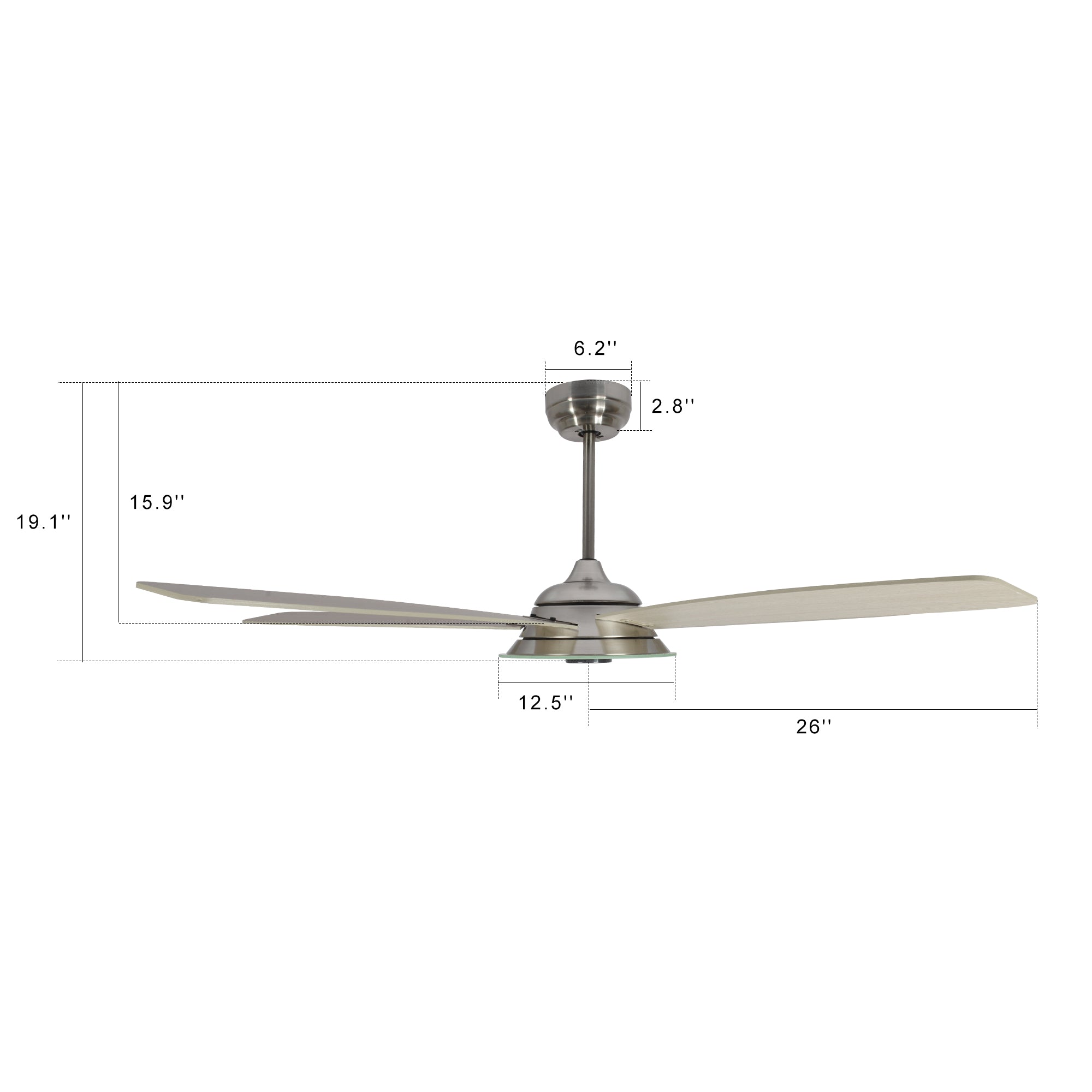 Striker Outdoor 52&#39;&#39; Smart Ceiling Fan with LED Light Kit-Silver base with light wood grain blades