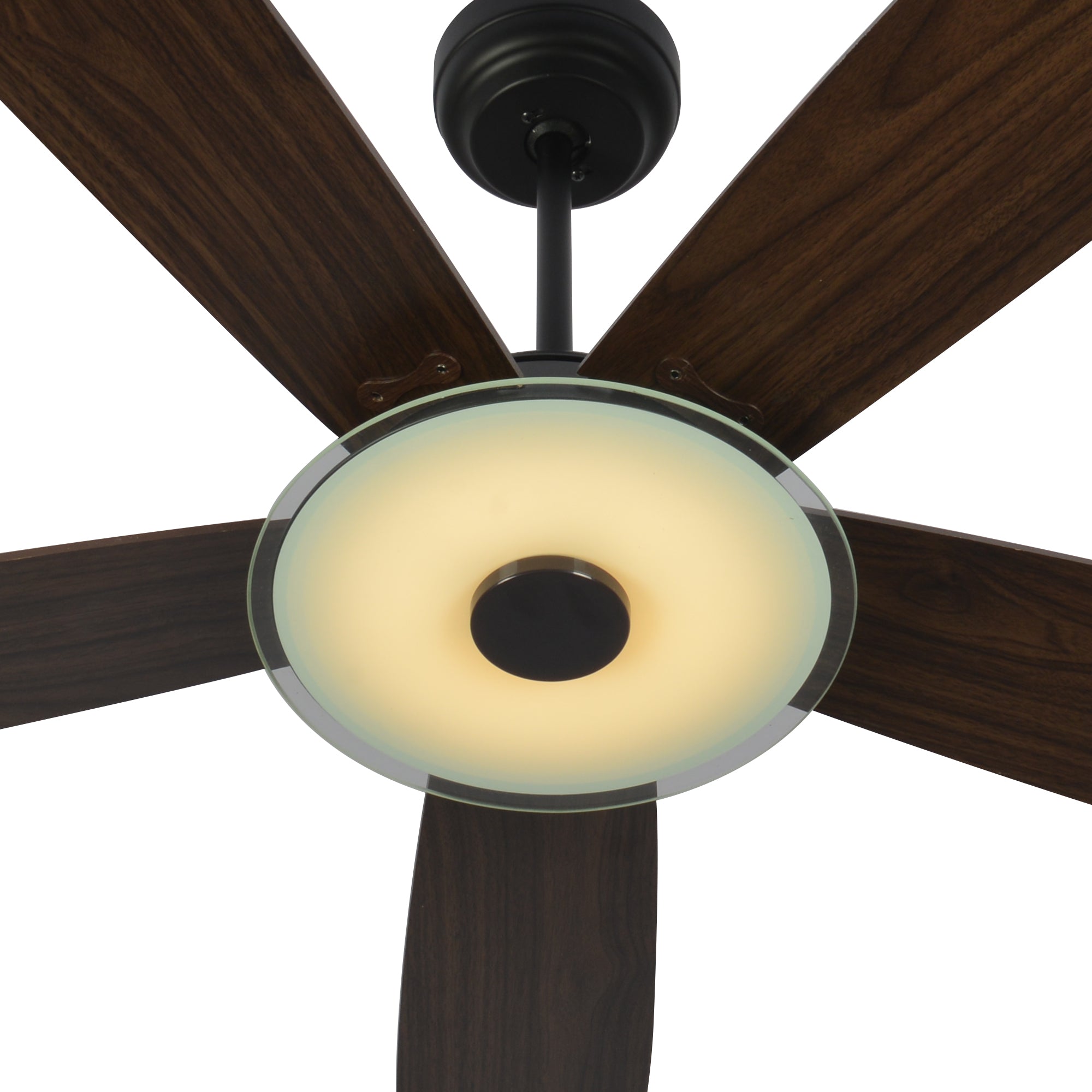 Carro Home Striker 56'' 5-Blade Smart Ceiling Fan with LED Light Kit & Remote - Black Case and Dark Wood Fan Blades#color_dark-wood