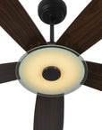 Carro Home Striker 56'' 5-Blade Smart Ceiling Fan with LED Light Kit & Remote - Black Case and Dark Wood Fan Blades
