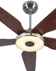 Carro Explorer 56'' 5-Blade Smart Ceiling Fan with LED Light Kit & Remote - Silver Case and Wood Grain Fan Blades