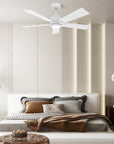 This Aspen 48'' smart ceiling fan keeps your space cool, bright, and stylish. It is a soft modern masterpiece perfect for your large indoor living spaces. This Wifi smart ceiling fan is a simplicity designing with White finish, use elegant Plywood blades and has an integrated 4000K LED cool light. The fan features Remote control, Wi-Fi apps, Siri Shortcut and Voice control technology (compatible with Amazon Alexa and Google Home Assistant ) to set fan preferences. 