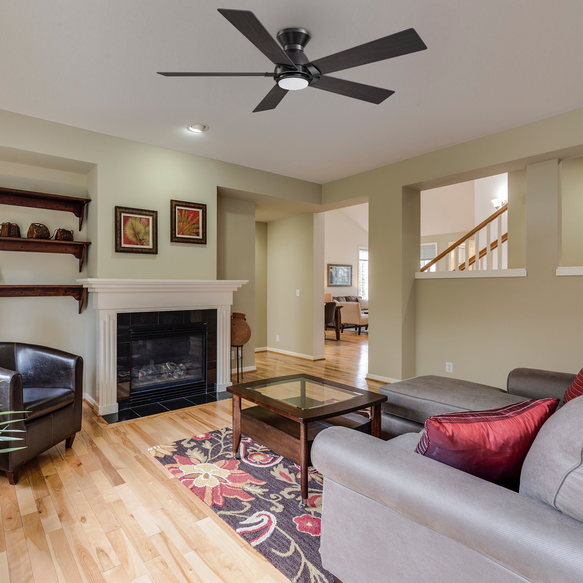 This Aspen 48&#39;&#39; smart ceiling fan keeps your space cool, bright, and stylish. It is a soft modern masterpiece perfect for your large indoor living spaces. This Wifi smart ceiling fan is a simplicity designing with Black finish, use elegant Plywood blades and has an integrated 4000K LED cool light. The fan features Remote control, Wi-Fi apps, Siri Shortcut and Voice control technology (compatible with Amazon Alexa and Google Home Assistant ) to set fan preferences. 