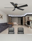 This Aspen 52'' smart ceiling fan keeps your space cool, bright, and stylish. It is a soft modern masterpiece perfect for your large indoor living spaces. This Wifi smart ceiling fan is a simplicity designing with Black finish, use elegant Plywood blades and has an integrated 4000K LED cool light. The fan features Remote control, Wi-Fi apps, Siri Shortcut and Voice control technology (compatible with Amazon Alexa and Google Home Assistant ) to set fan preferences. 