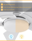 This Voyager 52'' smart ceiling fan keeps your space cool, bright, and stylish. It is a soft modern masterpiece perfect for your large indoor living spaces. This Wifi smart ceiling fan is a simplicity designing with White finish, use elegant Plywood blades, Glass shade and has an integrated 4000K LED cool light. The fan features Remote control, Wi-Fi apps, Siri Shortcut and Voice control technology (compatible with Amazon Alexa and Google Home Assistant ) to set fan preferences.