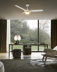 This Clifden 52'' smart ceiling fan keeps your space cool, bright, and stylish. It is a soft modern masterpiece perfect for your large indoor living spaces. This Wifi smart ceiling fan is a simplicity designing with White finish, use elegant Plywood blades and has an integrated 4000K LED daylight. The fan features Remote control, Wi-Fi apps, Siri Shortcut and Voice control technology (compatible with Amazon Alexa and Google Home Assistant ) to set fan preferences.