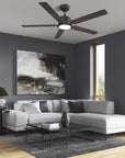 This Essex 56'' smart ceiling fan keeps your space cool, bright, and stylish. It is a soft modern masterpiece perfect for your large indoor living spaces. This Wifi smart ceiling fan is a simplicity designing with Black finish, use elegant Plywood blades and has an integrated 4000K LED cool light. The fan features Remote control, Wi-Fi apps, Siri Shortcut and Voice control technology (compatible with Amazon Alexa and Google Home Assistant ) to set fan preferences.