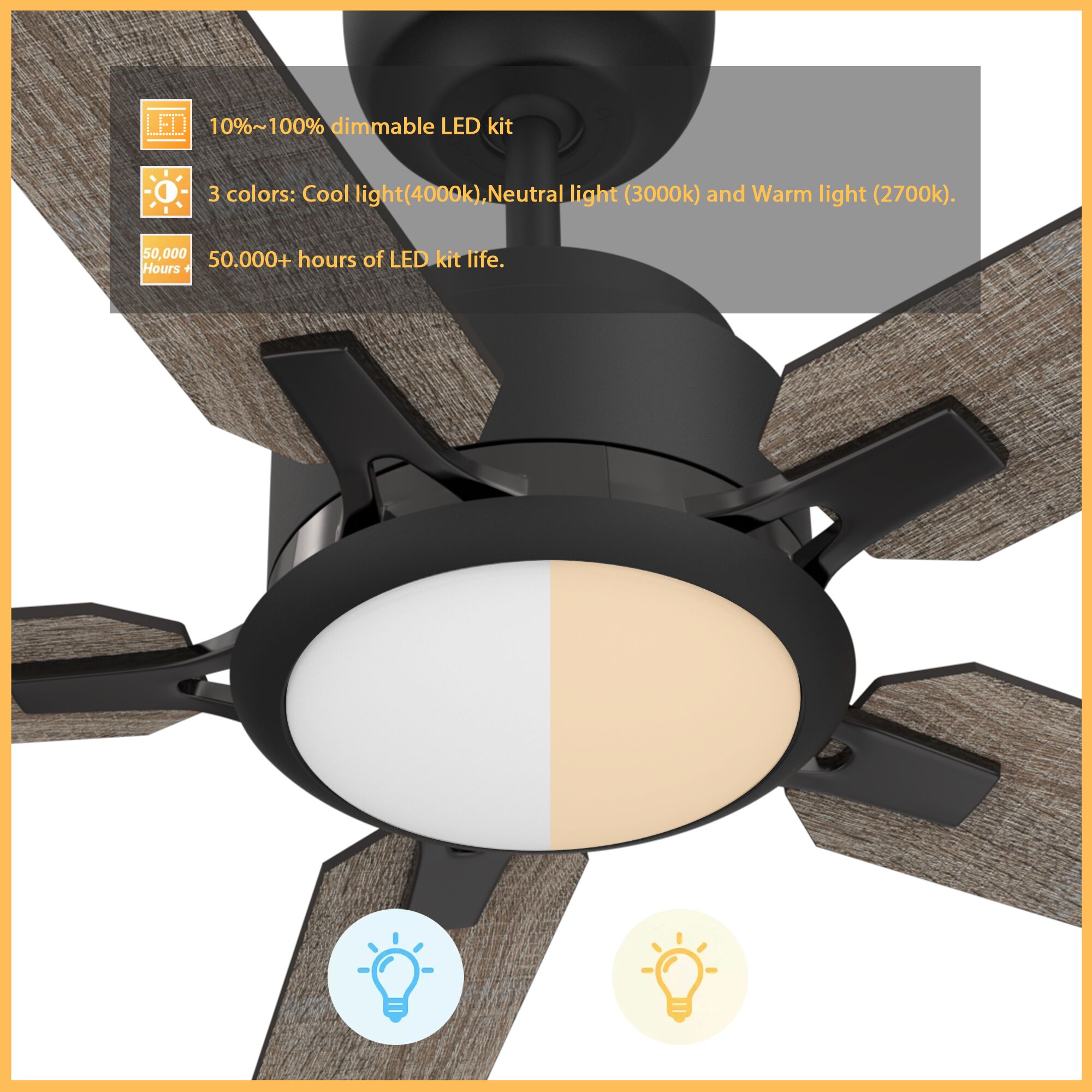 This Essex 60'' smart ceiling fan keeps your space cool, bright, and stylish. It is a soft modern masterpiece perfect for your large indoor living spaces. This Wifi smart ceiling fan is a simplicity designing with Black finish, use elegant Plywood blades and has an integrated 4000K LED cool light. The fan features Remote control, Wi-Fi apps, Siri Shortcut and Voice control technology (compatible with Amazon Alexa and Google Home Assistant ) to set fan preferences.#color_black