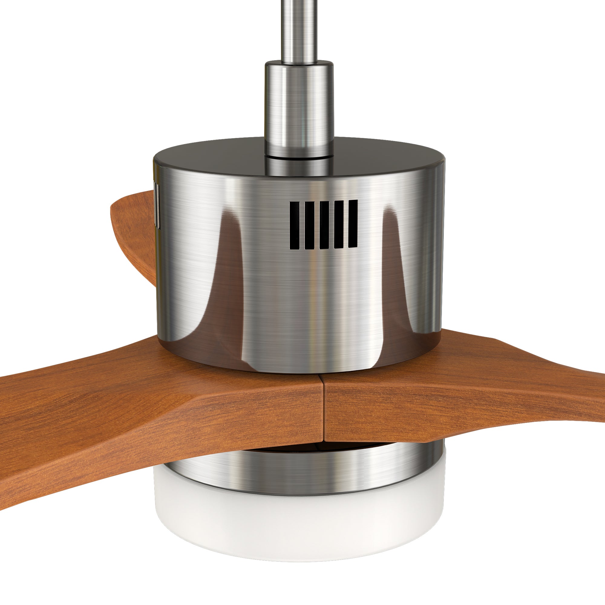 This Eton52'' smart ceiling fan keeps your space cool, bright, and stylish. It is a soft modern masterpiece perfect for your large indoor living spaces. This Wifi smart ceiling fan is a simplicity designing with Silver finish, use elegant Solid Wood blades and has an integrated 4000K LED daylight. The fan features Remote control, Wi-Fi apps, Siri Shortcut and Voice control technology (compatible with Amazon Alexa and Google Home Assistant ) to set fan preferences.
