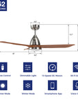 This Koa 52'' smart ceiling fan keeps your space cool, bright, and stylish. It is a soft modern masterpiece perfect for your large indoor living spaces. The fan features Remote control, Wi-Fi apps, Siri Shortcut and Voice control technology (compatible with Amazon Alexa and Google Home Assistant ) to set fan preferences. 