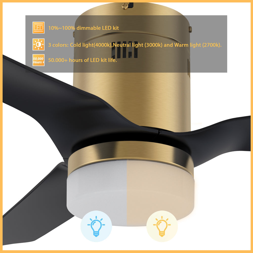 This Smafan Striver 48'' smart ceiling fan features with Remote control, Wi-Fi apps Amazon Alexa and Google Assistant.It is modern,elegant and energy efficient.Perfect for your both indoor and outdoor spaces. #color_black-gold