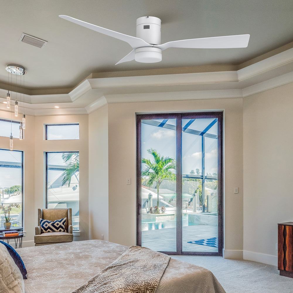 This Striver 48'' smart ceiling fan keeps your space cool, bright, and stylish. It is a soft modern masterpiece perfect for your indoor living spaces. This Wifi smart ceiling fan is a simplicity designing with White finish, use very strong ABS blades and has an integrated 4000K LED daylight. The fan features Remote control, Wi-Fi apps and Voice control technology (compatible with Amazon Alexa and Google Home Assistant, but not included) to set fan preferences. #color_white