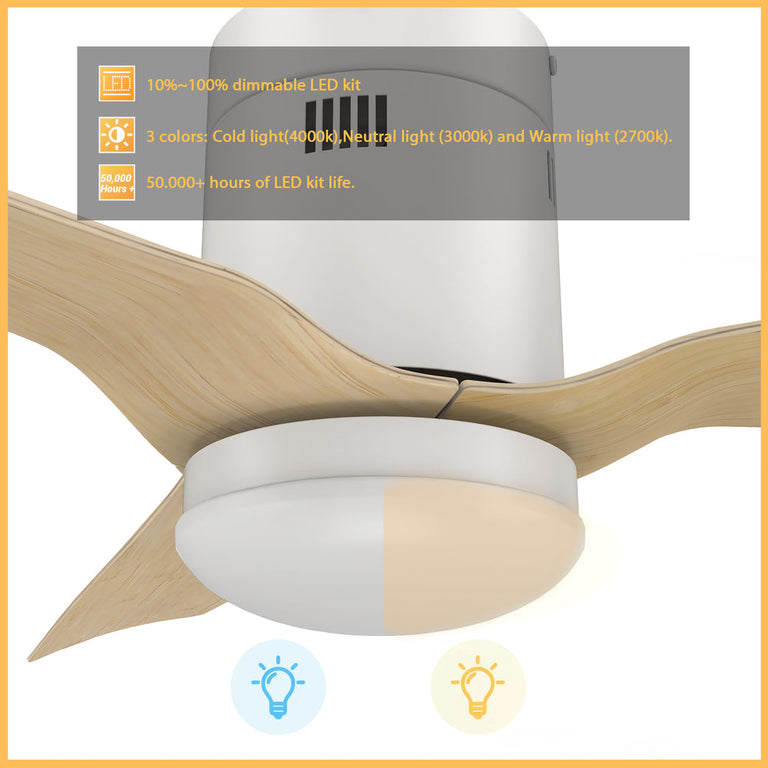 Carro Striver 52 in 3Blade Smart Ceiling Fan with Light Flush Mounted